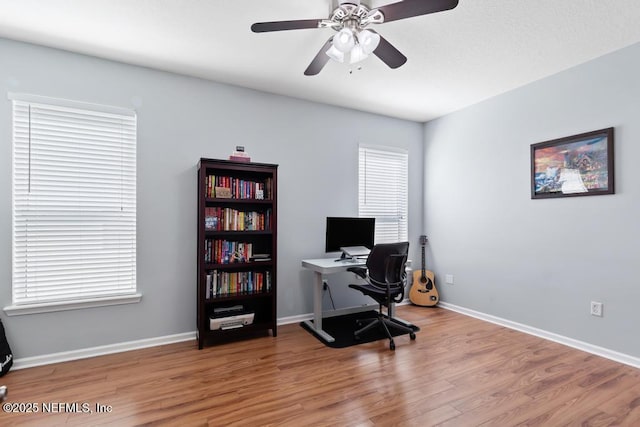 3753 Old Hickory Ln, Orange Park, FL 32065 - office with baseboards, a ceiling fan, and wood finished floors