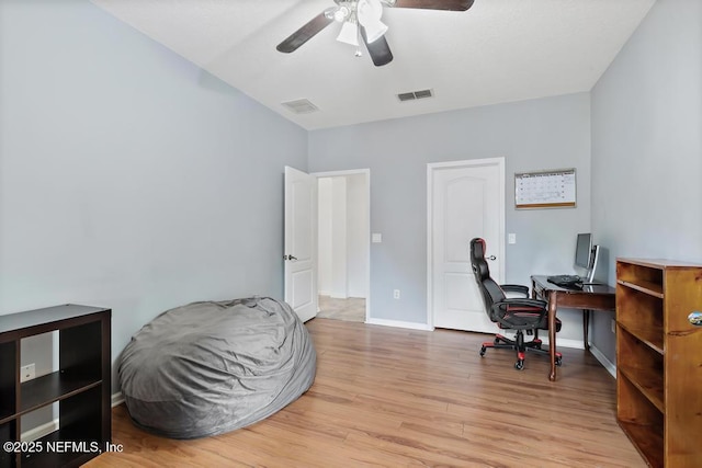 3753 Old Hickory Ln, Orange Park, FL 32065 - office with baseboards, a ceiling fan, wood finished floors, and visible vents
