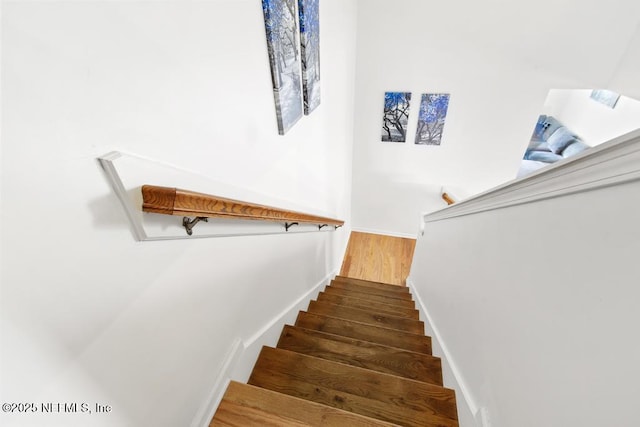 3753 Old Hickory Ln, Orange Park, FL 32065 - stairs featuring baseboards and wood finished floors