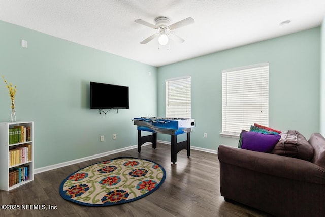 3753 Old Hickory Ln, Orange Park, FL 32065 - rec room with ceiling fan, baseboards, and wood finished floors