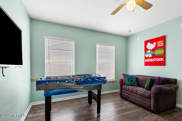 3753 Old Hickory Ln, Orange Park, FL 32065 - rec room with a ceiling fan, baseboards, and wood finished floors