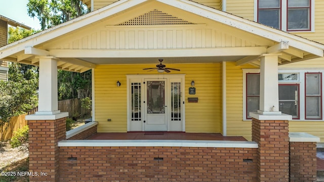 703 Emmett St, Palatka, FL 32177 - entrance to property with covered porch and ceiling fan