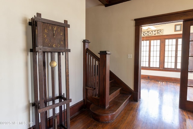 703 Emmett St, Palatka, FL 32177 - staircase with wood-type flooring and baseboards