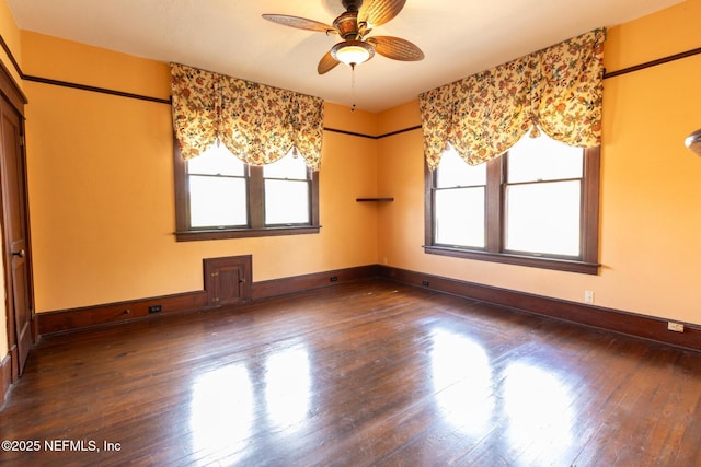 703 Emmett St, Palatka, FL 32177 - unfurnished room featuring a healthy amount of sunlight, ceiling fan, baseboards, and wood-type flooring