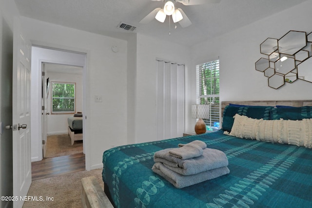 237 Riberia St, Saint Augustine, FL 32084 - carpeted bedroom featuring visible vents, baseboards, and ceiling fan