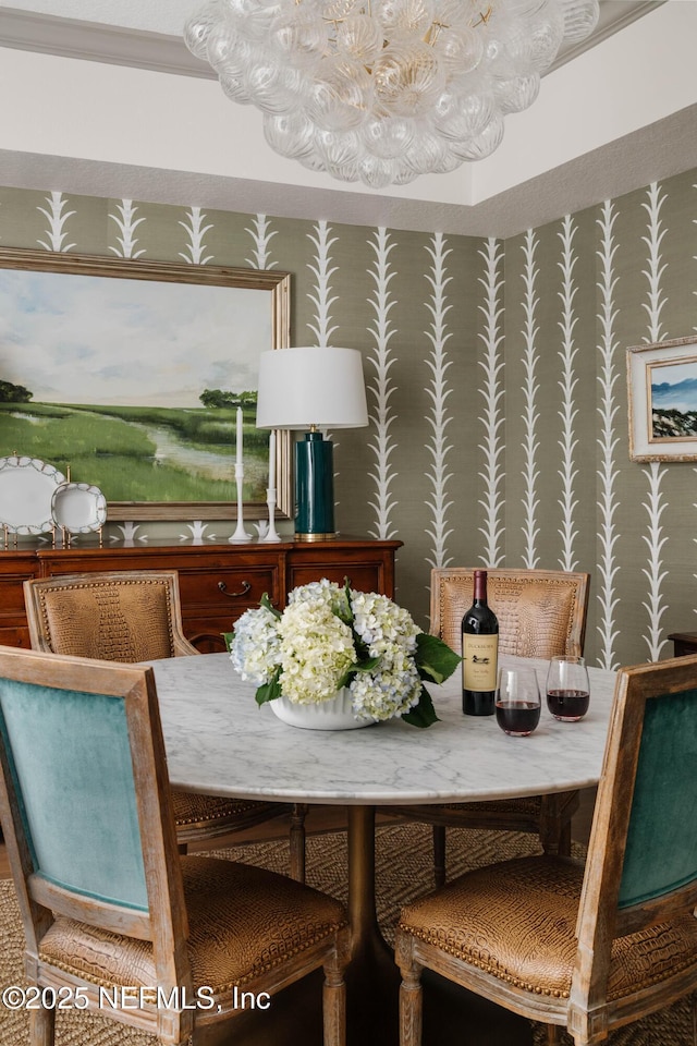 1478 Riverplace Blvd Unit 1008, Jacksonville, FL 32207 - dining space with wallpapered walls