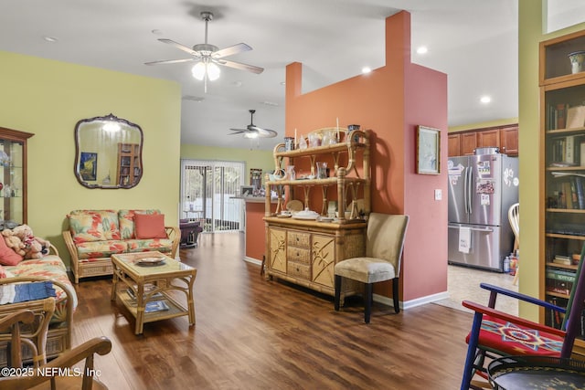 217 N Twin Maple Rd, Saint Augustine, FL 32084 - living area featuring recessed lighting, ceiling fan, visible vents, baseboards, and wood finished floors