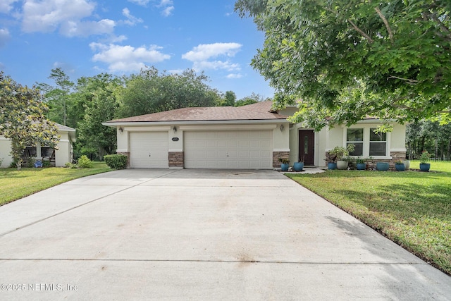 4917 Cypress Links Blvd, Elkton, FL 32033 - view of front of home with stucco siding, stone siding, and a garage