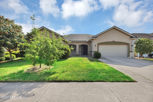 11459 Glenlaurel Oaks Cir, Jacksonville, FL 32257 - view of front of house featuring a front lawn, stucco siding, concrete driveway, and an attached garage