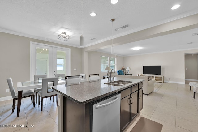 11459 Glenlaurel Oaks Cir, Jacksonville, FL 32257 - kitchen with light tile patterned floors, dishwasher, decorative light fixtures, and a sink
