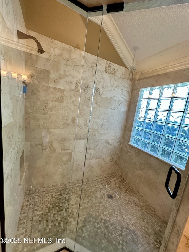 bathroom with a stall shower