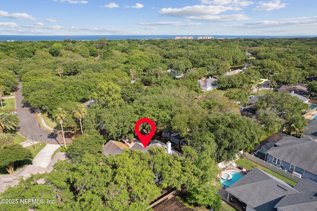 aerial view with a wooded view