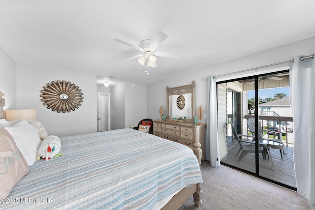 1711 2nd St N, Jacksonville Beach, FL 32250 - bedroom with a ceiling fan, carpet flooring, a textured ceiling, and access to exterior