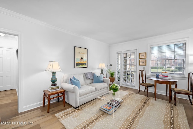 830 Cedar St Unit 830, Jacksonville, FL 32207 - living area with baseboards, ornamental molding, and wood finished floors