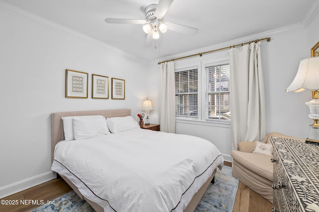 830 Cedar St Unit 830, Jacksonville, FL 32207 - bedroom with a ceiling fan, baseboards, ornamental molding, and wood finished floors