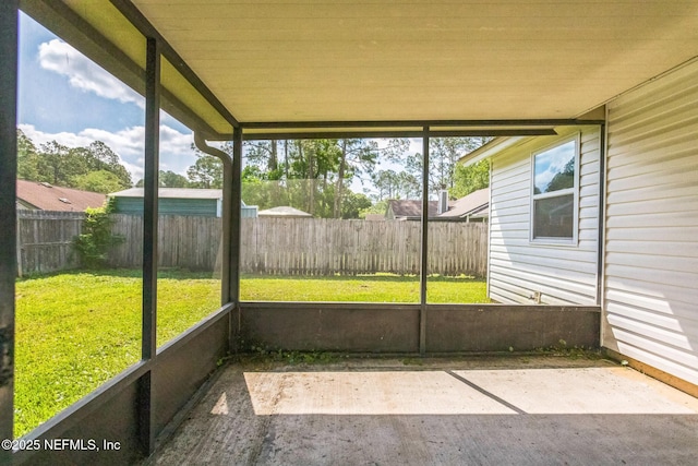view of unfurnished sunroom