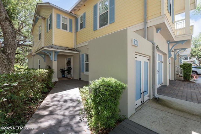 exterior space with stucco siding