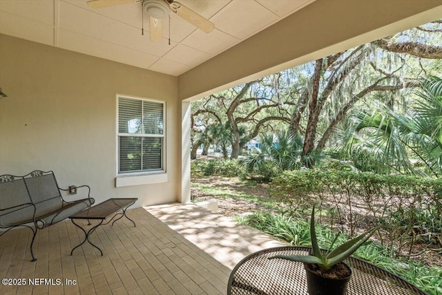 view of patio with ceiling fan