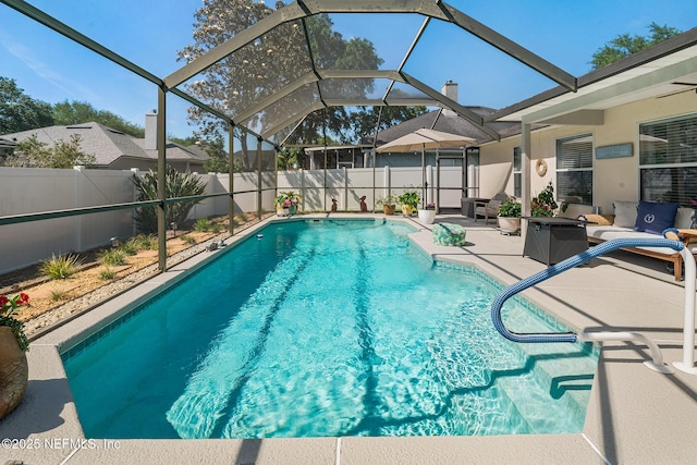1421 Kipling Ln, Ponte Vedra, FL 32081 - view of pool with a patio, a fenced backyard, and glass enclosure