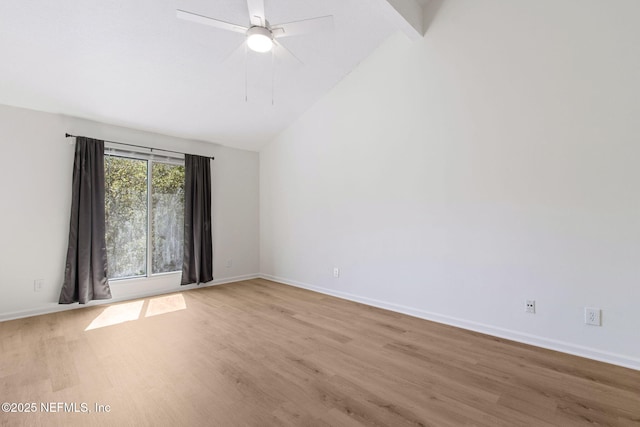 4746 Gulfstream Ct, Fernandina Beach, FL 32034 - empty room with lofted ceiling, baseboards, ceiling fan, and wood finished floors