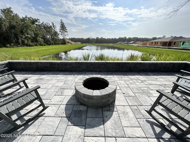 655 Juniper Hills Dr, Saint Johns, FL 32259 - view of patio featuring a water view and a fire pit