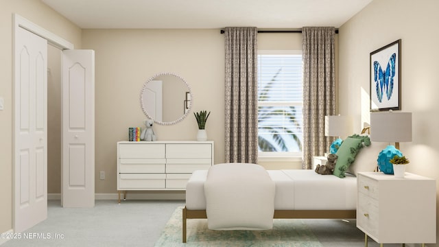 bedroom featuring baseboards and carpet flooring