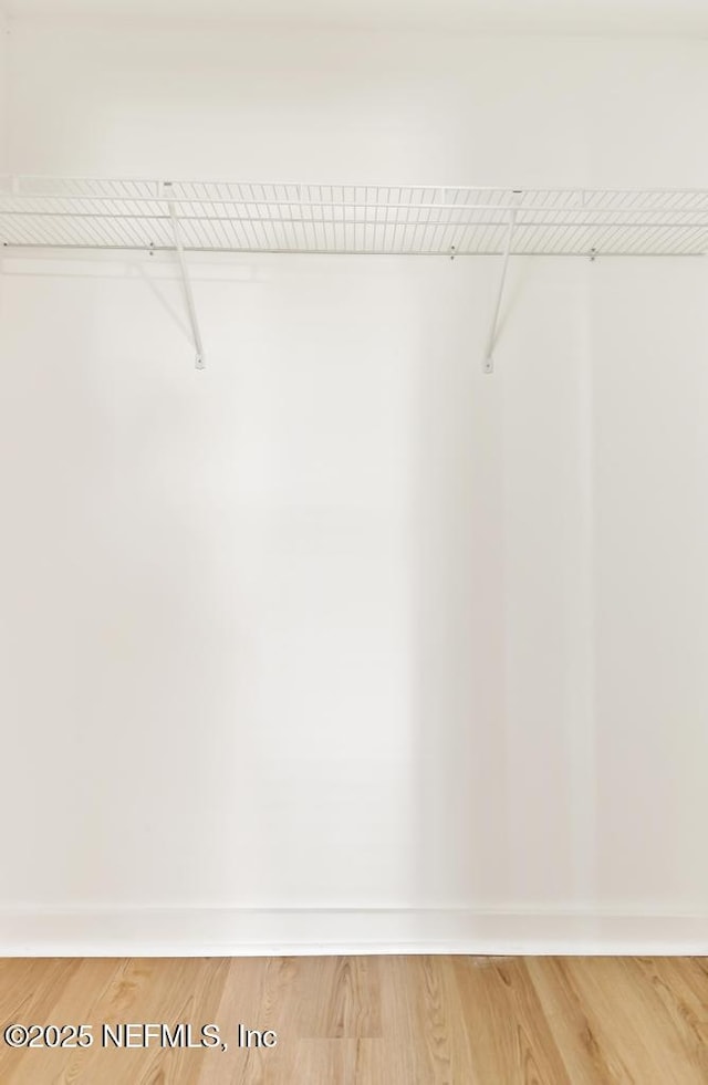 walk in closet with light wood-style flooring