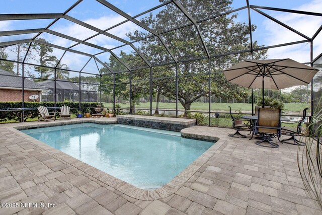 3277 Sequoyah Cir, Saint Johns, FL 32259 - outdoor pool with glass enclosure and a patio