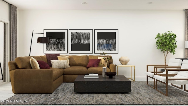 living area with wood finished floors