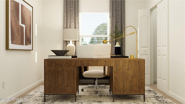 home office with baseboards