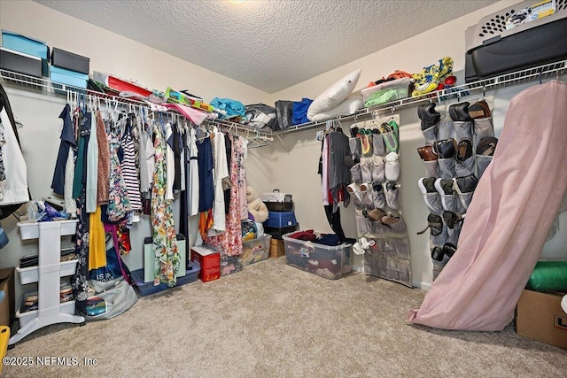 walk in closet featuring carpet