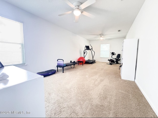 3237 Deer Creek Dr, Middleburg, FL 32068 - workout room with carpet floors and a ceiling fan