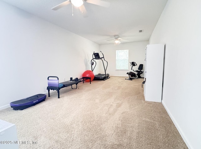 3237 Deer Creek Dr, Middleburg, FL 32068 - workout room with ceiling fan and carpet