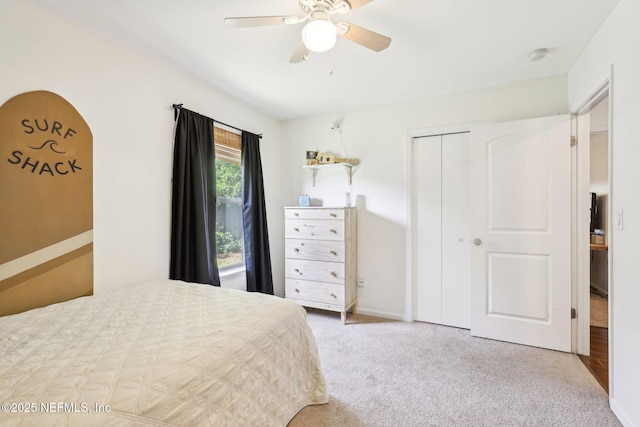 12548 Dunraven Trl, Jacksonville, FL 32223 - bedroom with carpet floors, ceiling fan, and a closet