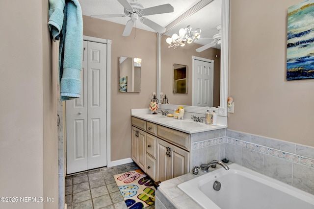 50 Jefferson Ave, Ponte Vedra Beach, FL 32082 - full bathroom with ceiling fan, a closet, a bath, and vanity