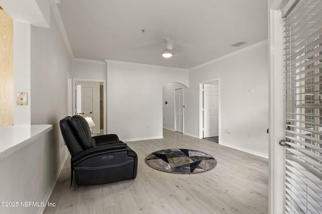 10961 Burnt Mill Rd Unit 318, Jacksonville, FL 32256 - unfurnished room with arched walkways, ceiling fan, ornamental molding, and wood finished floors