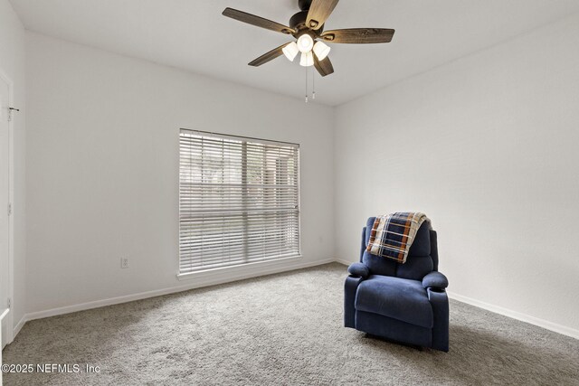 10961 Burnt Mill Rd Unit 318, Jacksonville, FL 32256 - sitting room with baseboards, carpet, and a ceiling fan