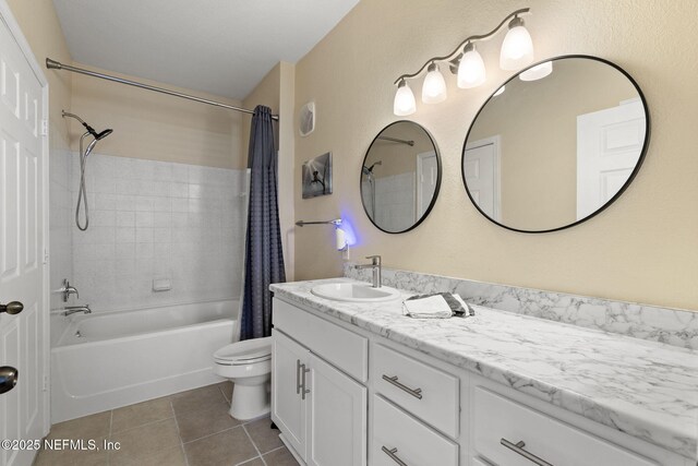 10961 Burnt Mill Rd Unit 318, Jacksonville, FL 32256 - bathroom with toilet, shower / bath combination with curtain, tile patterned flooring, and vanity