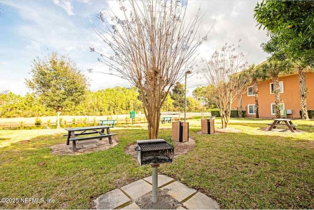 view of property's community featuring a yard