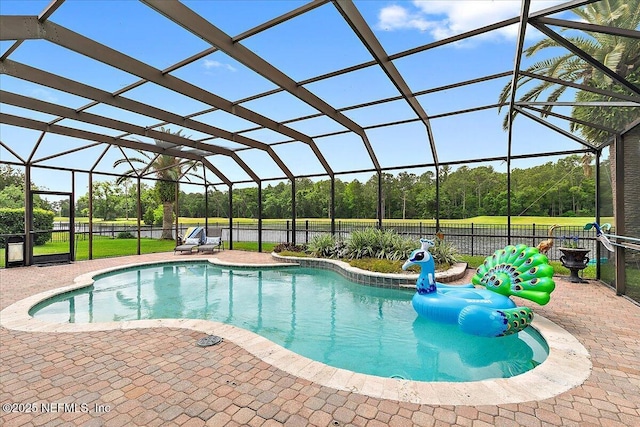 185 Edgewater Branch Dr, Saint Johns, FL 32259 - view of pool featuring glass enclosure, fence, a fenced in pool, and a patio area