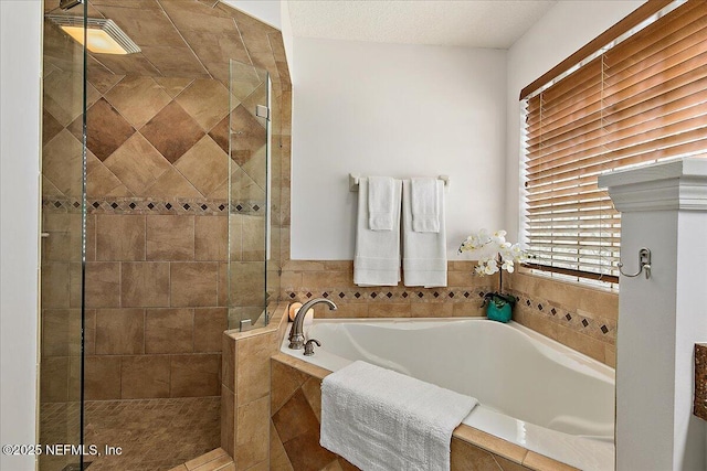185 Edgewater Branch Dr, Saint Johns, FL 32259 - bathroom featuring a tile shower, a garden tub, and visible vents