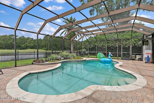 185 Edgewater Branch Dr, Saint Johns, FL 32259 - view of swimming pool featuring a fenced in pool, fence, a patio, and glass enclosure