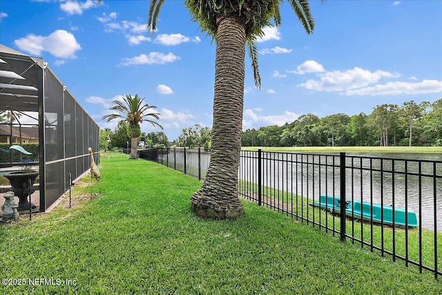 185 Edgewater Branch Dr, Saint Johns, FL 32259 - view of yard with fence, glass enclosure, and a water view