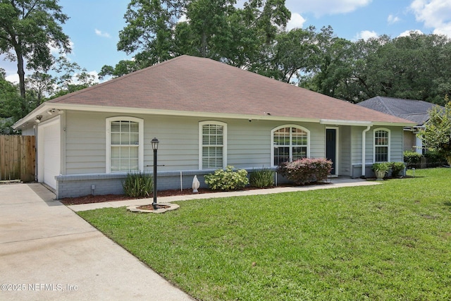 13198 Ebbtide Ct, Jacksonville, FL 32225 - ranch-style house with a shingled roof, a front yard, and driveway