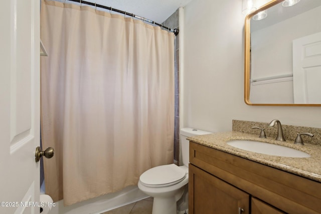13198 Ebbtide Ct, Jacksonville, FL 32225 - full bath featuring toilet, tile patterned floors, vanity, and shower / bathtub combination with curtain