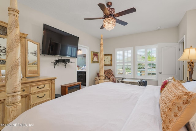 124 Tintamarre Dr, Saint Augustine, FL 32259 - bedroom featuring a ceiling fan and ensuite bath