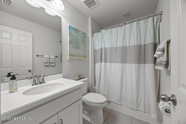 77 Palisade Dr, Saint Augustine, FL 32092 - full bathroom with visible vents, a textured ceiling, tile patterned floors, and toilet