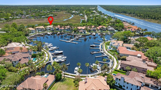 108 Harbourmaster Ct, Ponte Vedra Beach, FL 32082 - aerial view of property and surrounding area featuring a large body of water and nearby suburban area