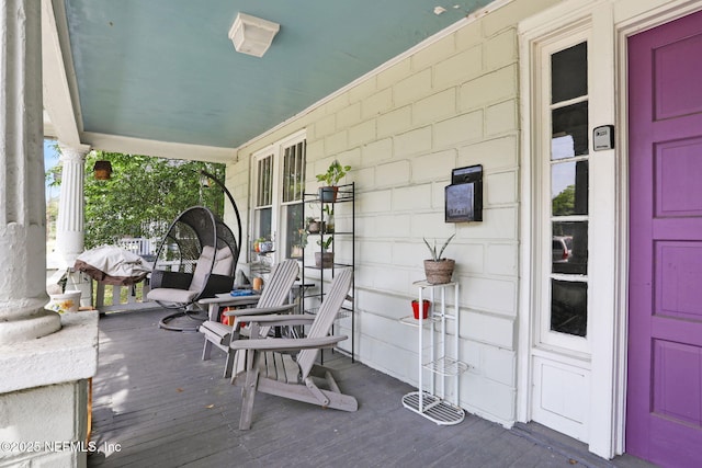 deck with a porch