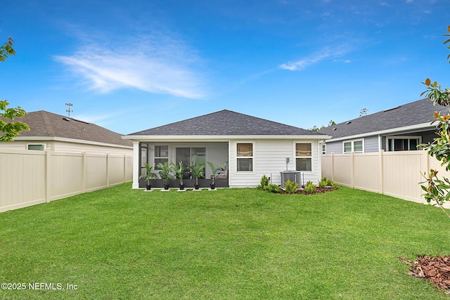 80 Boulder Ln, Saint Johns, FL 32259 - rear view of house featuring a sunroom, cooling unit, and roof with shingles